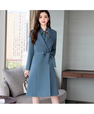 Spring Ladies Dress Suits for Office Wear Long Trench Coat and Knee Length Dress 2 Piece Set Women Formal Dresses Suit $78.35...