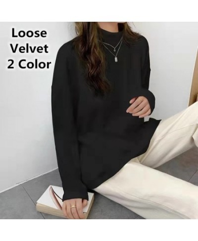 Spring Autumn Winter Fashion Women's Solid Casual Simple Soft Pullover Turtleneck Warm Loose Slim Knitted Velvet Sweater $28....