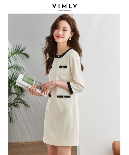 French Straight Thin Tweed Dresses for Women 2023 Spring Vintage O-Neck Elegant Three Quarter Sleeve Pocket Mini Dress $99.16...