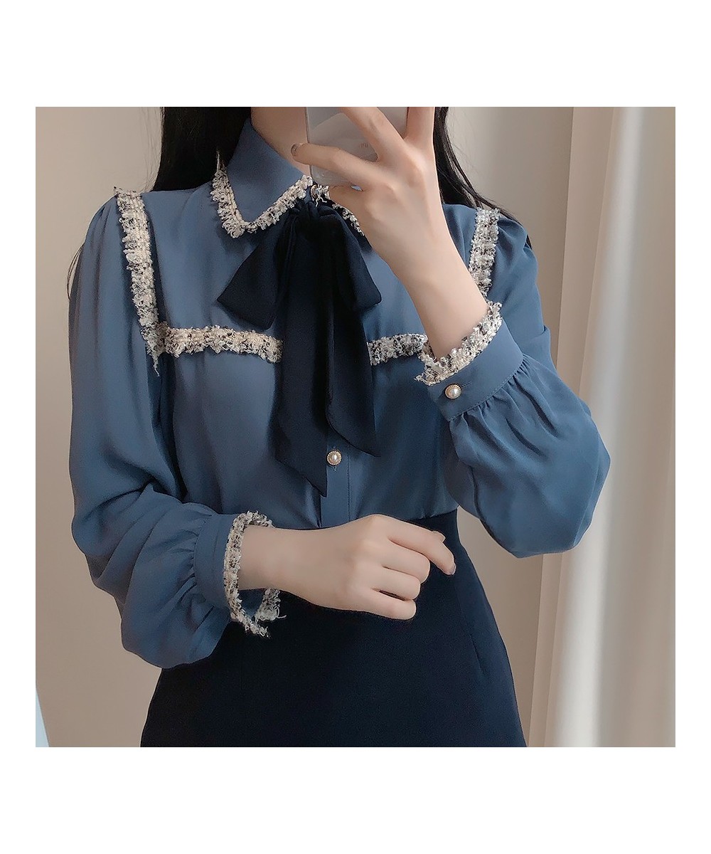 2023 Autumn Women's Cute Bow Tie Tops Preppy Style Vintage Japaneses Korea Design Button Elegant Formal White Shirts Blouses ...