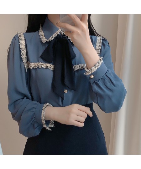 2023 Autumn Women's Cute Bow Tie Tops Preppy Style Vintage Japaneses Korea Design Button Elegant Formal White Shirts Blouses ...