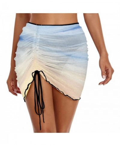 Womens Fashion Tie-Dye Printing Skirt High Waist Self-Tie Drawstring Skirts Holiday Vacation Beach Swimsuit Cover Ups $46.57 ...