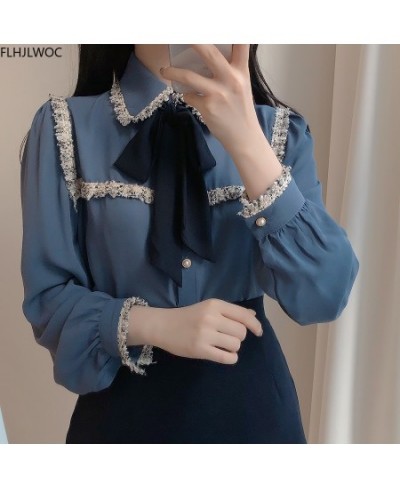 2023 Autumn Women's Cute Bow Tie Tops Preppy Style Vintage Japaneses Korea Design Button Elegant Formal White Shirts Blouses ...