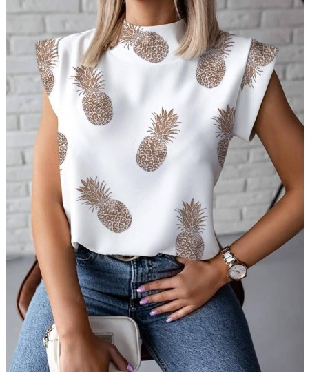 Summer minimalist standing neck lip print women's shirt top women's clothing $22.00 - Tops & Tees