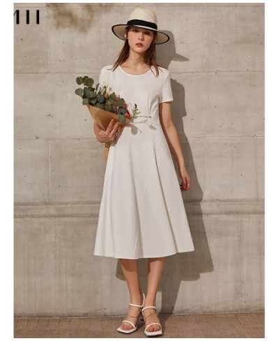 Minimalism Summer Dress For Women Offical Lady New Fashion Short Sleeve Vneck Slim Fit Aline Slim Long Dress 12120095 $76.90 ...