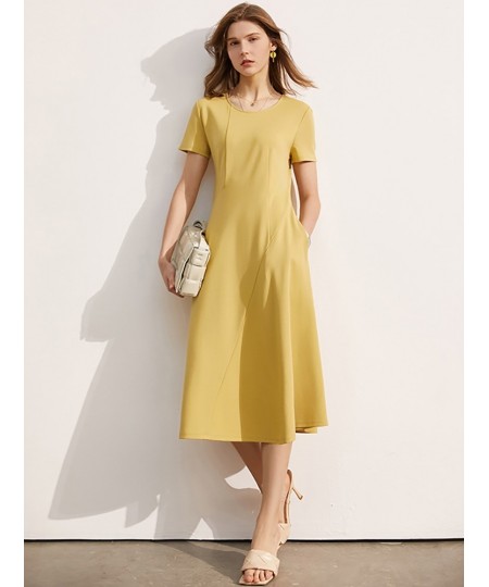 Minimalism Summer Dress For Women Offical Lady New Fashion Short Sleeve Vneck Slim Fit Aline Slim Long Dress 12120095 $76.90 ...