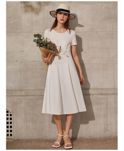 Minimalism Summer Dress For Women Offical Lady New Fashion Short Sleeve Vneck Slim Fit Aline Slim Long Dress 12120095 $76.90 ...