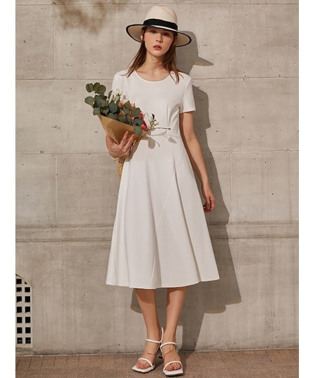 Minimalism Summer Dress For Women Offical Lady New Fashion Short Sleeve Vneck Slim Fit Aline Slim Long Dress 12120095 $76.90 ...