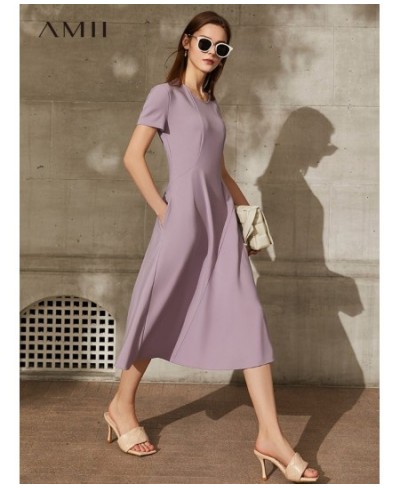 Minimalism Summer Dress For Women Offical Lady New Fashion Short Sleeve Vneck Slim Fit Aline Slim Long Dress 12120095 $76.90 ...