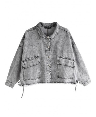 Women's Plus Size Denim Jacket Autumn Casual High End Stretch Button Long Sleeve Jacket $77.38 - Plus Size Clothes