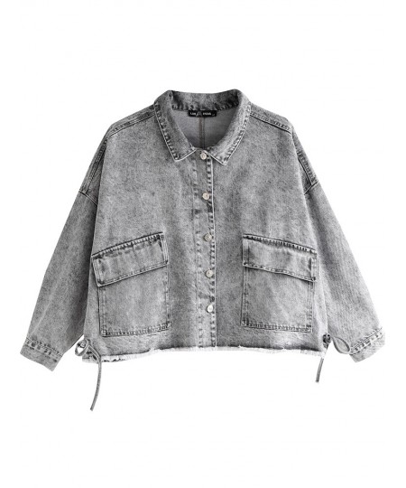 Women's Plus Size Denim Jacket Autumn Casual High End Stretch Button Long Sleeve Jacket $77.38 - Plus Size Clothes