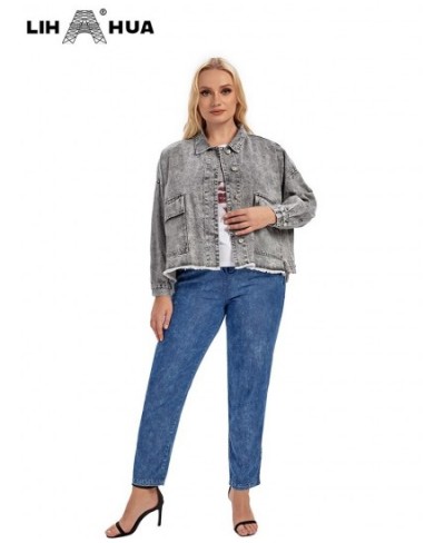 Women's Plus Size Denim Jacket Autumn Casual High End Stretch Button Long Sleeve Jacket $77.38 - Plus Size Clothes