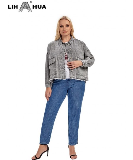 Women's Plus Size Denim Jacket Autumn Casual High End Stretch Button Long Sleeve Jacket $77.38 - Plus Size Clothes