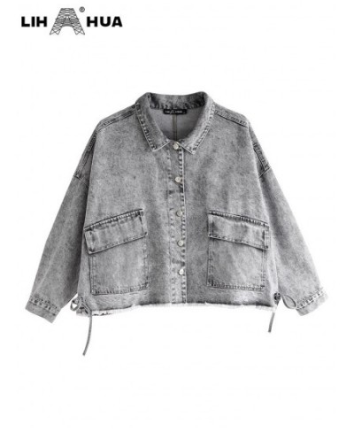 Women's Plus Size Denim Jacket Autumn Casual High End Stretch Button Long Sleeve Jacket $77.38 - Plus Size Clothes