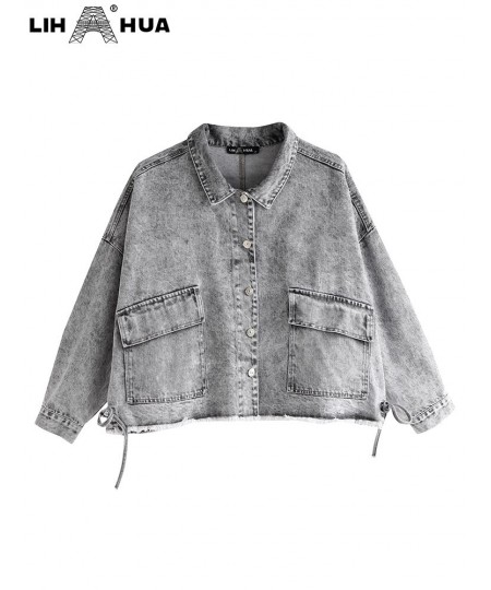 Women's Plus Size Denim Jacket Autumn Casual High End Stretch Button Long Sleeve Jacket $77.38 - Plus Size Clothes