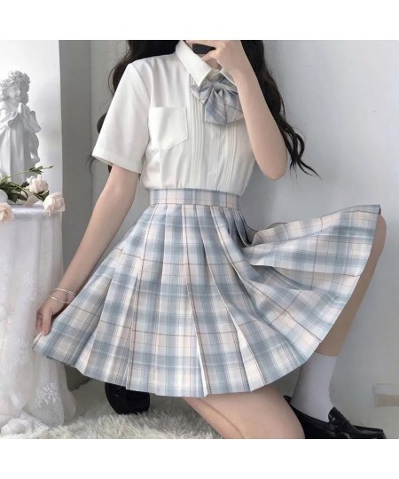 Summer Women's Mini Skirt Harajuku Korean Fashion Sweet Cute Kawaii Skirt Girl High Waist Plaid Pleated Skirt Lemon Girl $21....