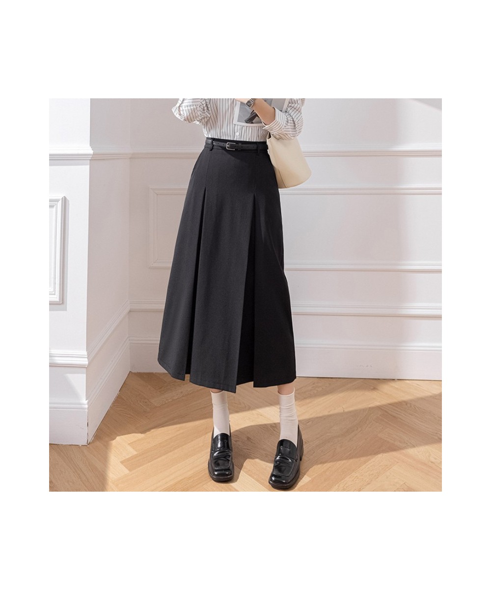 Korean Fashion High Waist A-line Long Skirts Office Ladies Elegant Suit Skirt 2023 New Spring Summer Midi Skirts With Belt $5...