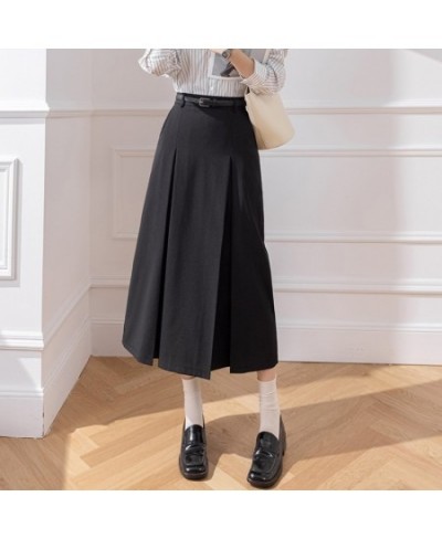 Korean Fashion High Waist A-line Long Skirts Office Ladies Elegant Suit Skirt 2023 New Spring Summer Midi Skirts With Belt $5...