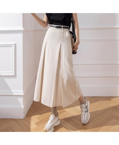 Korean Fashion High Waist A-line Long Skirts Office Ladies Elegant Suit Skirt 2023 New Spring Summer Midi Skirts With Belt $5...