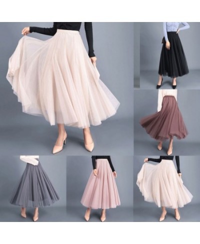 Women High Waist Lace Mesh Tulle Floral Long Skirt Lady Princess Style Skirts Ladies Layered Maxi Summer Clothes $38.41 - Skirts