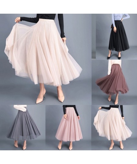 Women High Waist Lace Mesh Tulle Floral Long Skirt Lady Princess Style Skirts Ladies Layered Maxi Summer Clothes $38.41 - Skirts