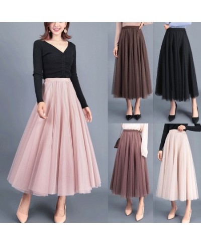 Women High Waist Lace Mesh Tulle Floral Long Skirt Lady Princess Style Skirts Ladies Layered Maxi Summer Clothes $38.41 - Skirts