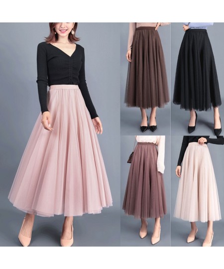 Women High Waist Lace Mesh Tulle Floral Long Skirt Lady Princess Style Skirts Ladies Layered Maxi Summer Clothes $38.41 - Skirts