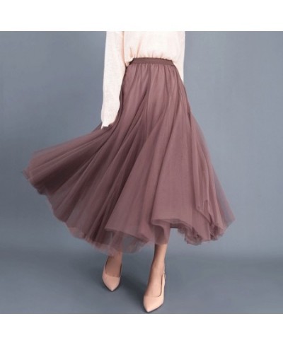 Women High Waist Lace Mesh Tulle Floral Long Skirt Lady Princess Style Skirts Ladies Layered Maxi Summer Clothes $38.41 - Skirts