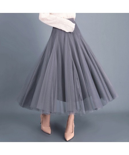 Women High Waist Lace Mesh Tulle Floral Long Skirt Lady Princess Style Skirts Ladies Layered Maxi Summer Clothes $38.41 - Skirts