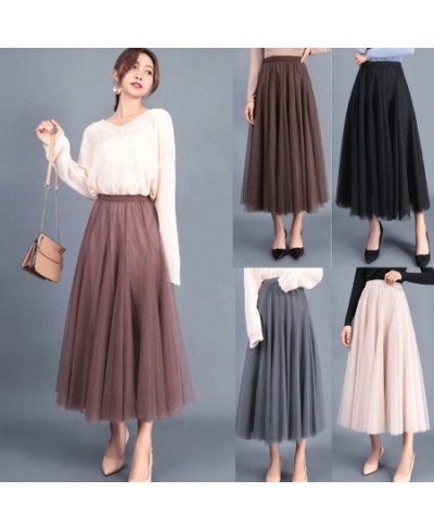 Women High Waist Lace Mesh Tulle Floral Long Skirt Lady Princess Style Skirts Ladies Layered Maxi Summer Clothes $38.41 - Skirts