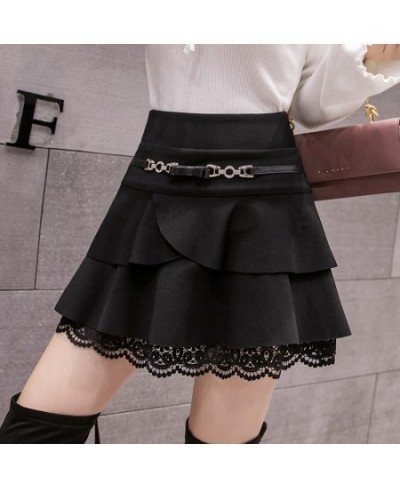 2022 autumn and winter new irregular cake skirt skirt ruffled elastic waist fashion thin lace skirt DQ1419 $45.13 - Skirts