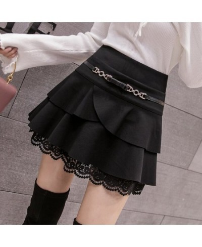 2022 autumn and winter new irregular cake skirt skirt ruffled elastic waist fashion thin lace skirt DQ1419 $45.13 - Skirts