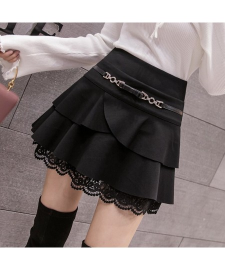 2022 autumn and winter new irregular cake skirt skirt ruffled elastic waist fashion thin lace skirt DQ1419 $45.13 - Skirts