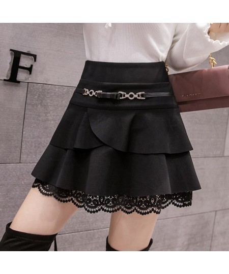 2022 autumn and winter new irregular cake skirt skirt ruffled elastic waist fashion thin lace skirt DQ1419 $45.13 - Skirts