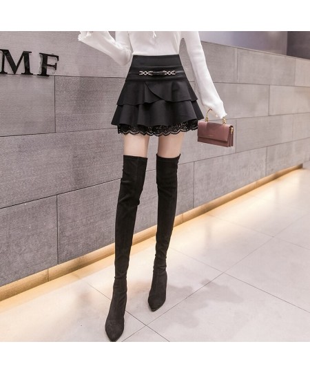 2022 autumn and winter new irregular cake skirt skirt ruffled elastic waist fashion thin lace skirt DQ1419 $45.13 - Skirts