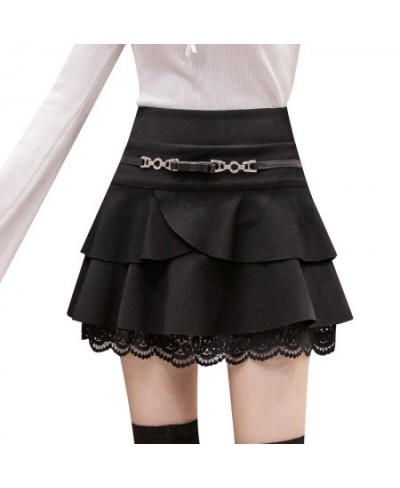 2022 autumn and winter new irregular cake skirt skirt ruffled elastic waist fashion thin lace skirt DQ1419 $45.13 - Skirts