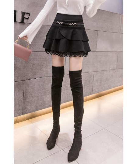 2022 autumn and winter new irregular cake skirt skirt ruffled elastic waist fashion thin lace skirt DQ1419 $45.13 - Skirts