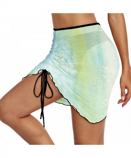 Womens Fashion Tie-Dye Printing Skirt High Waist Self-Tie Drawstring Skirts Holiday Vacation Beach Swimsuit Cover Ups $46.57 ...