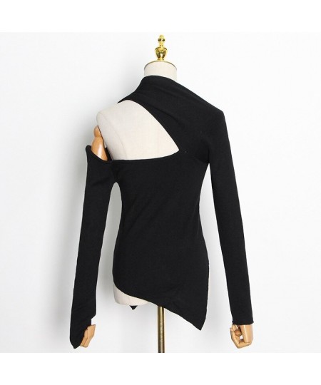 Fashion Women's Tops New Asymmetrical Long Sleeve Hollow Out Irregular Slim Knitting Sweater Female Autumn 2023 19J2248 $37.0...