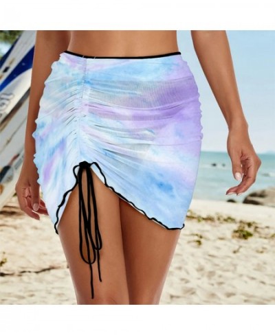 Womens Fashion Tie-Dye Printing Skirt High Waist Self-Tie Drawstring Skirts Holiday Vacation Beach Swimsuit Cover Ups $46.57 ...