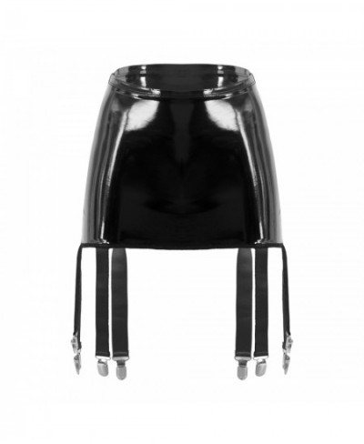 Womens Wetlook Patent Leather Garter Belt High Waist Suspenders with Six Metal Buckle Clips Nightclub Party Pole Dancing $27....