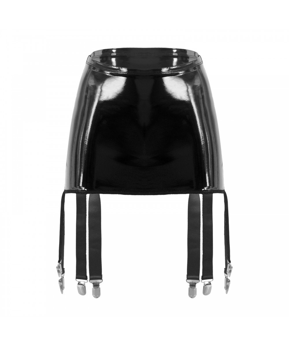 Womens Wetlook Patent Leather Garter Belt High Waist Suspenders with Six Metal Buckle Clips Nightclub Party Pole Dancing $27....