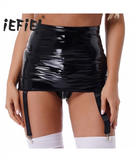 Womens Wetlook Patent Leather Garter Belt High Waist Suspenders with Six Metal Buckle Clips Nightclub Party Pole Dancing $27....