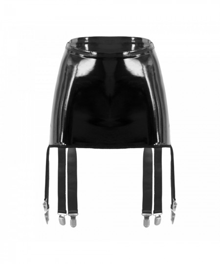 Womens Wetlook Patent Leather Garter Belt High Waist Suspenders with Six Metal Buckle Clips Nightclub Party Pole Dancing $27....