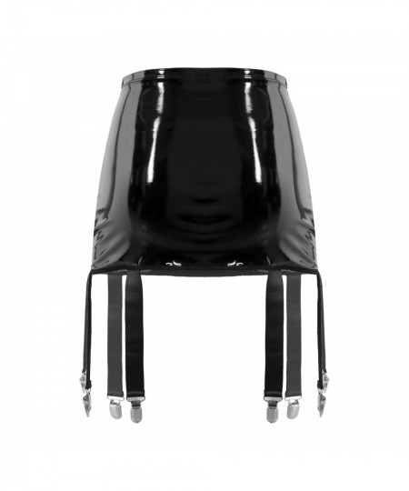 Womens Wetlook Patent Leather Garter Belt High Waist Suspenders with Six Metal Buckle Clips Nightclub Party Pole Dancing $27....