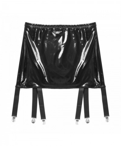 Womens Wetlook Patent Leather Garter Belt High Waist Suspenders with Six Metal Buckle Clips Nightclub Party Pole Dancing $27....