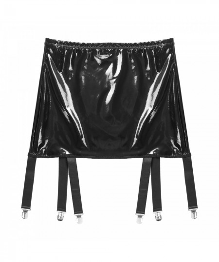 Womens Wetlook Patent Leather Garter Belt High Waist Suspenders with Six Metal Buckle Clips Nightclub Party Pole Dancing $27....