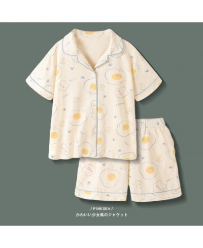 Pijama Kawaii Fried Egg Print Sleepwear Women's Summer Pajamas Woman Home Clothes for Women Pyjama Cute Pajamas for Women $32...