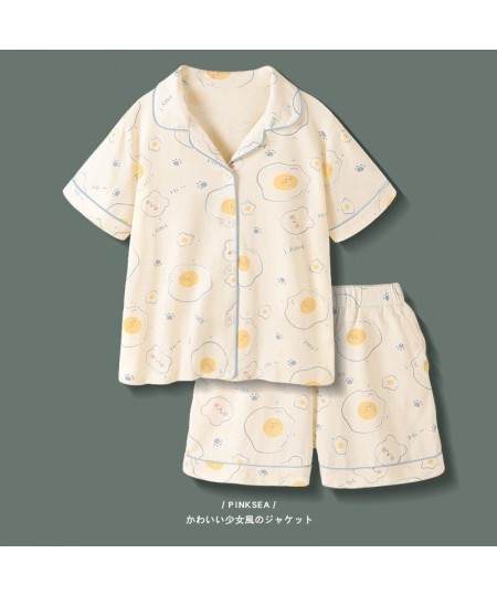 Pijama Kawaii Fried Egg Print Sleepwear Women's Summer Pajamas Woman Home Clothes for Women Pyjama Cute Pajamas for Women $32...