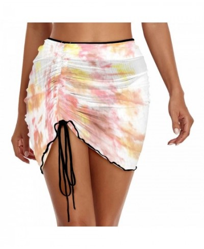 Womens Fashion Tie-Dye Printing Skirt High Waist Self-Tie Drawstring Skirts Holiday Vacation Beach Swimsuit Cover Ups $46.57 ...